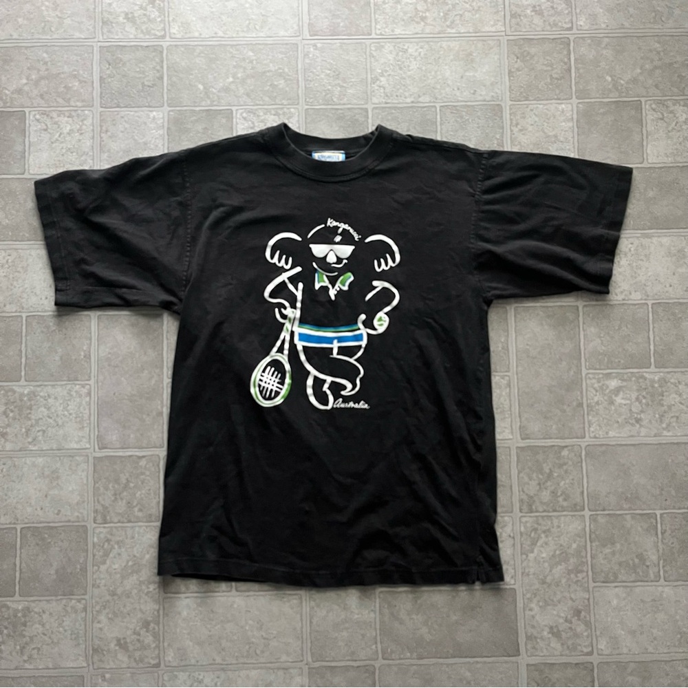 Vintage Kangarucci Australia Kangaroo Black Tennis T-shirt Men’s Medium